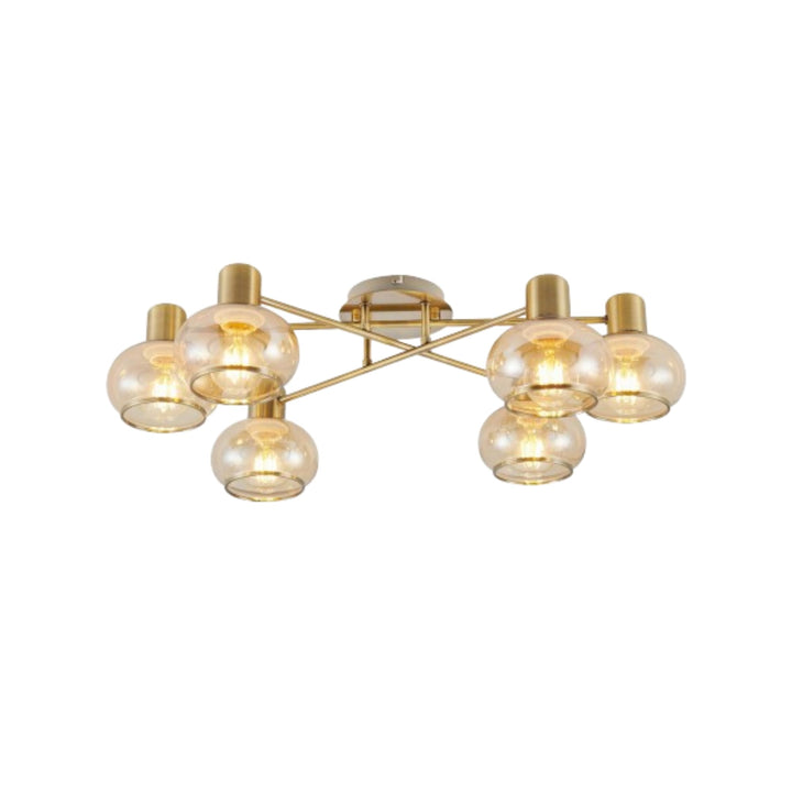 Telbix Marbell 6 Light Close to Ceiling (CTC) Light | Antique Brass & Amber