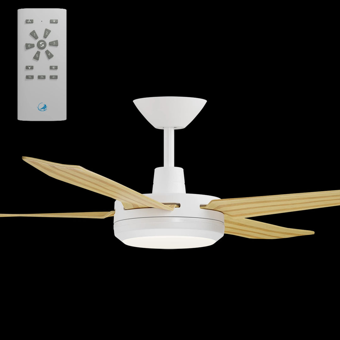 Calibo Enviro 60" (1530mm) DC Ceiling Fan with 18W CCT LED Light and Remote | White & Bamboo