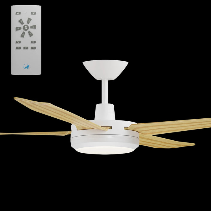 Calibo Enviro 60" (1530mm) DC Ceiling Fan with 18W CCT LED Light and Remote | White & Bamboo