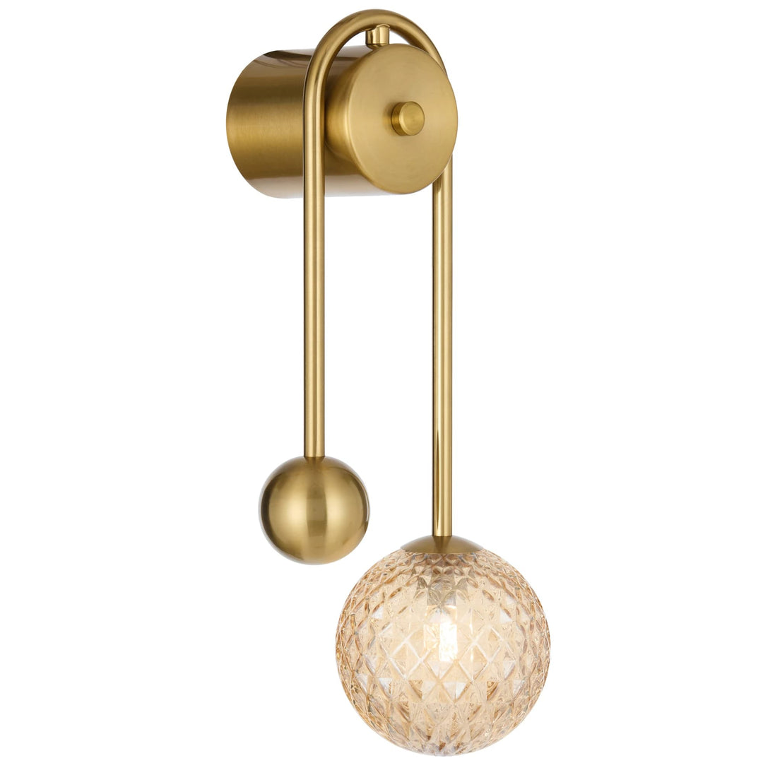 Telbix Felton Arm Wall Light | Antique Gold and Amber Tear