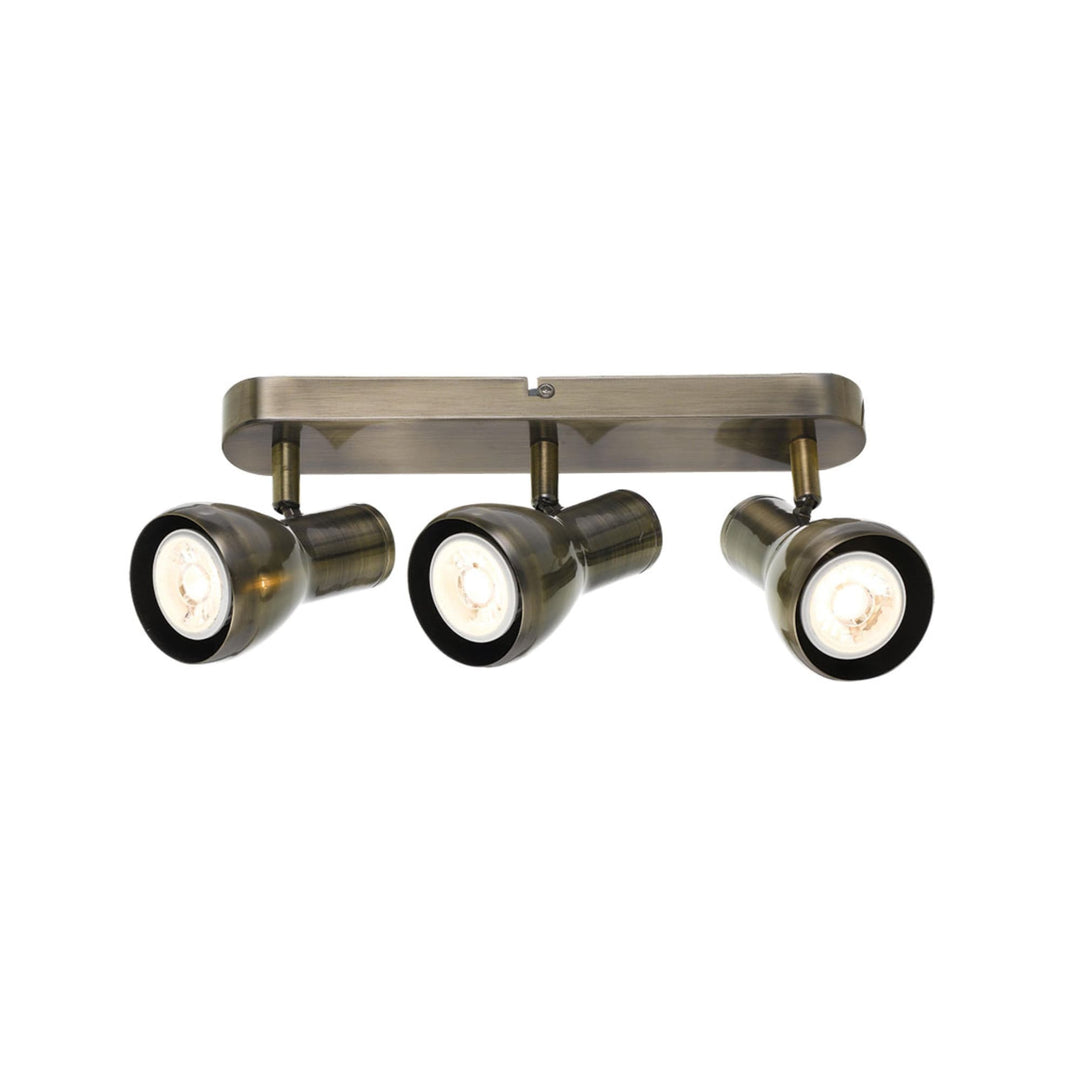 Telbix Antique Brass Curtis Adjustable Spotlight (GU10) | 3 Light