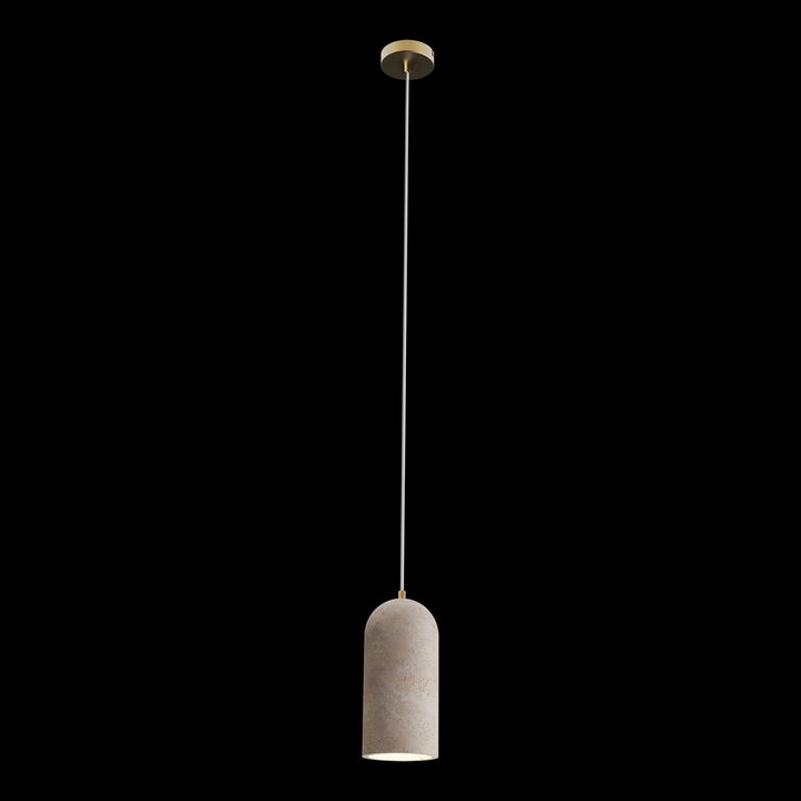 Calibo Inspire Crafted Travertine Round Top Cylinder Pendant Light | Beige