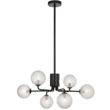 Telbix Black Felton 6 Light Pendant | Clear Prism