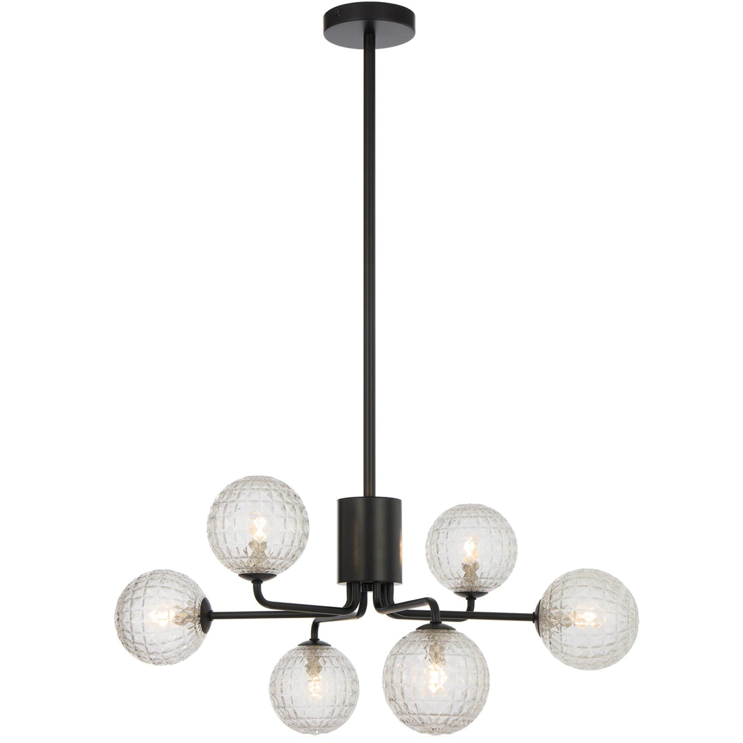 Telbix Black Felton 6 Light Pendant | Clear Prism