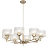 Telbix Moreno II 8 Light Modern Drum Pendant with Ribbed Glass Shade | Antique Silver
