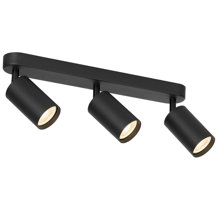 Telbix Picard 3 Light Minimalist Bar Spotlight with Rotatable Heads | Black