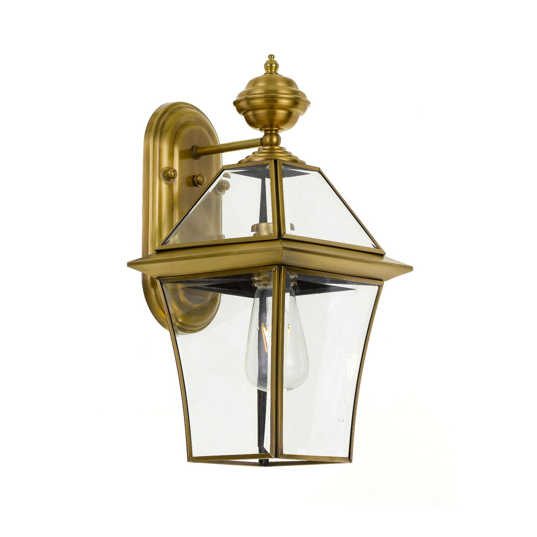 Telbix Rye 1 Light Exterior Lantern Style Wall Light IP44 (E27) | Antique Brass