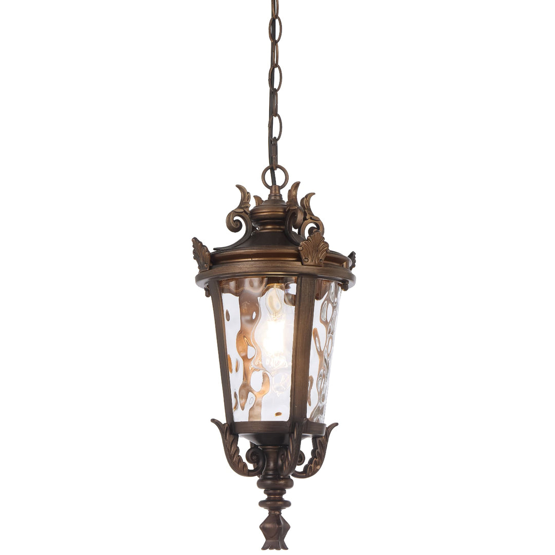 Telbix Pedral Large Outdoor Lantern Pendant with Textured Glass and Multiple Suspension | Bronze