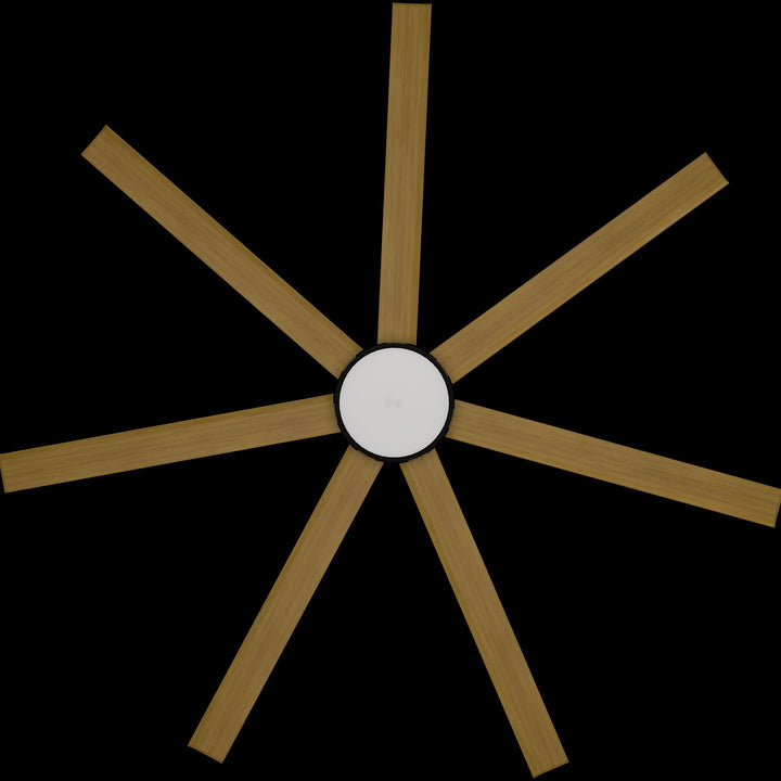 Calibo Alula 80" (2032mm) 7 Blade Indoor/Outdoor DC Ceiling Fan with 24W Light & Remote | Black & Teak
