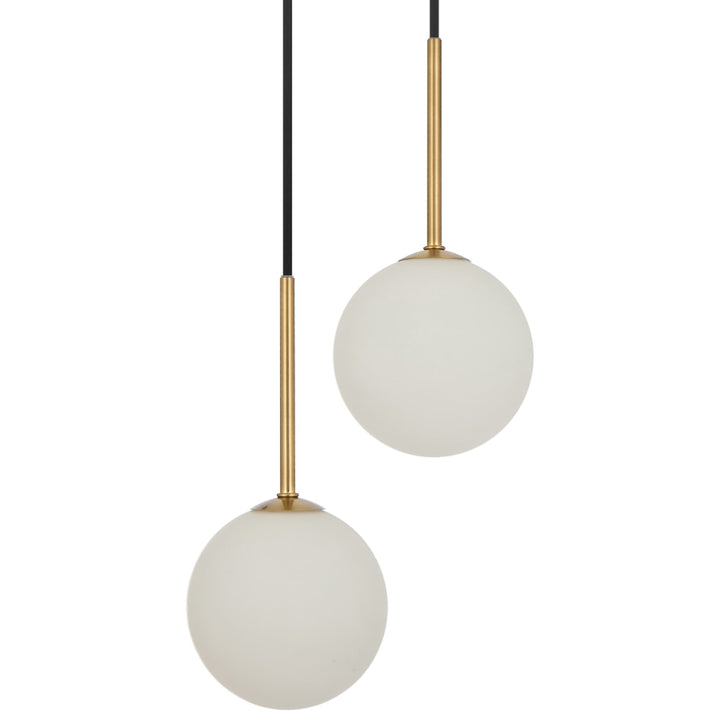 Telbix Gaston Antique Gold 2 Light Pendant Light | Opal Matt