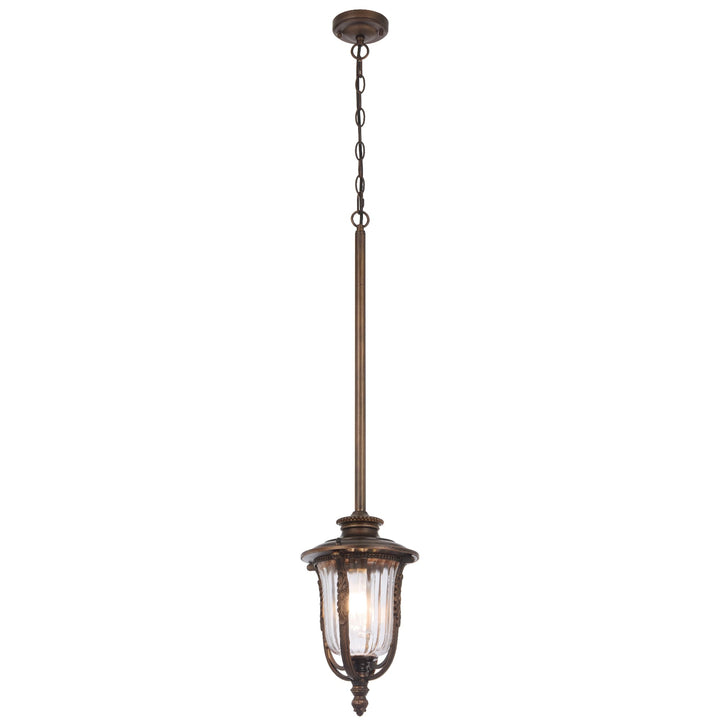 Telbix Ramiro Classic Outdoor Lantern Pendant with Textured Glass and Multiple Suspension | Bronze