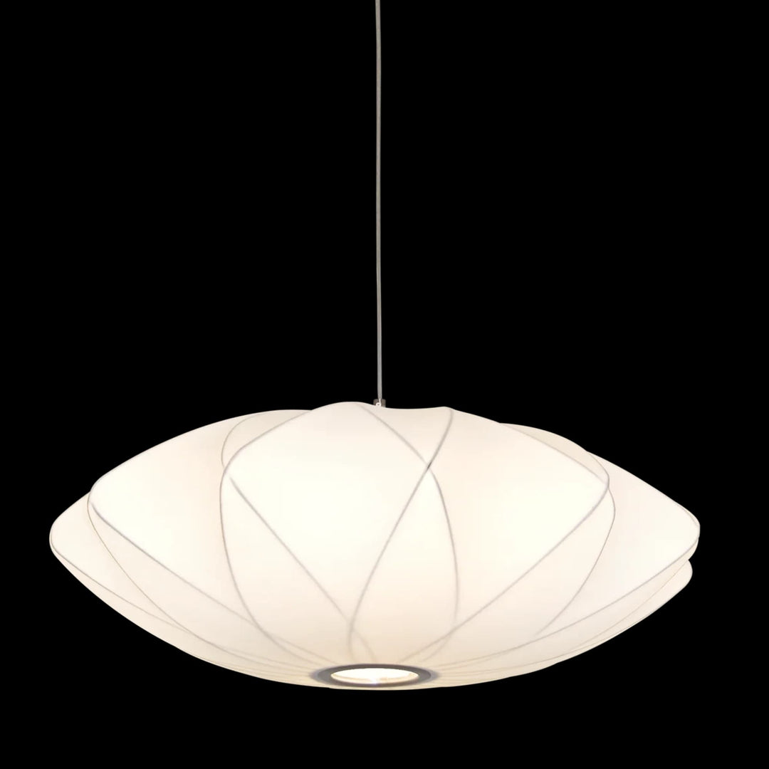 Telbix Aragon Nickel And White Cocoon Polyresin Pendant Light | Medium