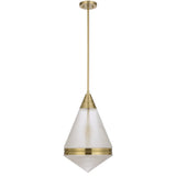 Telbix Harnon Modern Glass Pendant Light with Textured Cone Shade | Antique Gold