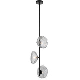 Telbix Zecca 3 Light Vertical Pendant | Black and Smoke