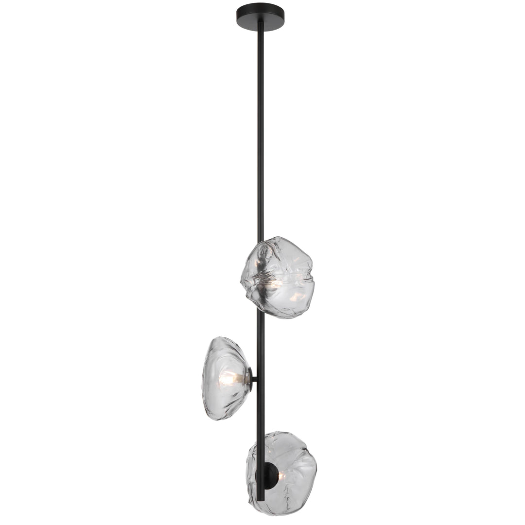 Telbix Zecca 3 Light Vertical Pendant | Black and Smoke