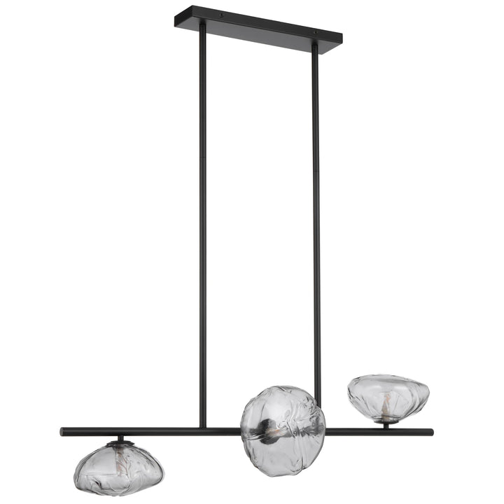 Telbix Zecca 3 Light Bar Pendant | Black & Smoke Glass