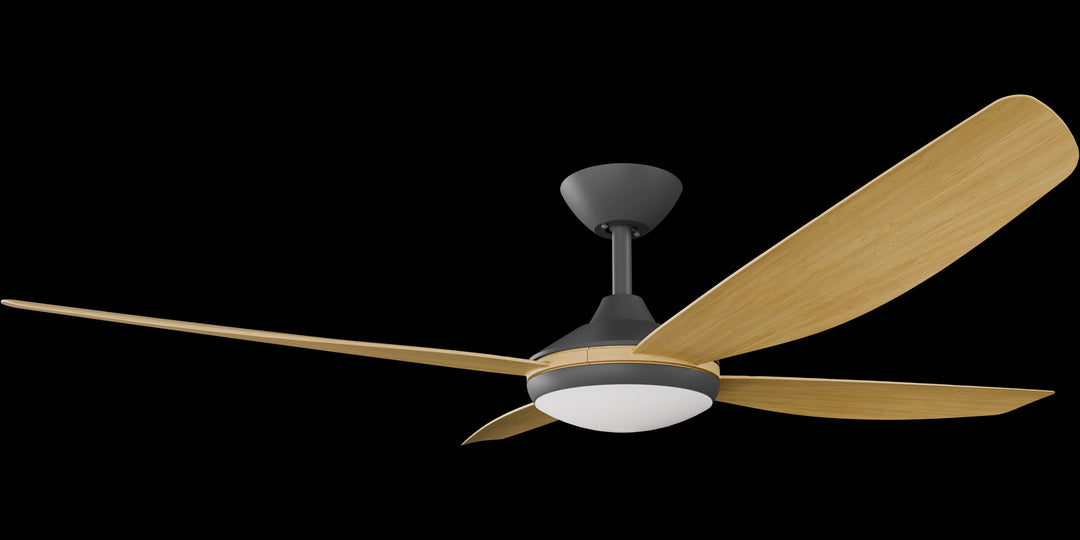 Calibo Vanga 56" DC Smart Ceiling Fan with LED Light and Remote Control | Black and Bamboo