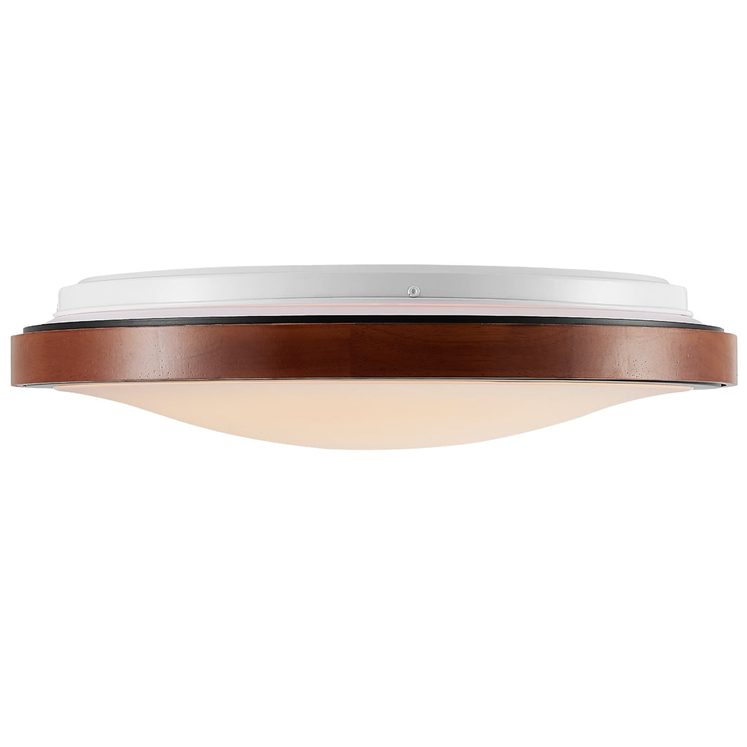 Telbix Orlin Tricolour LED Round Oyster Light with Wood Accent | Small