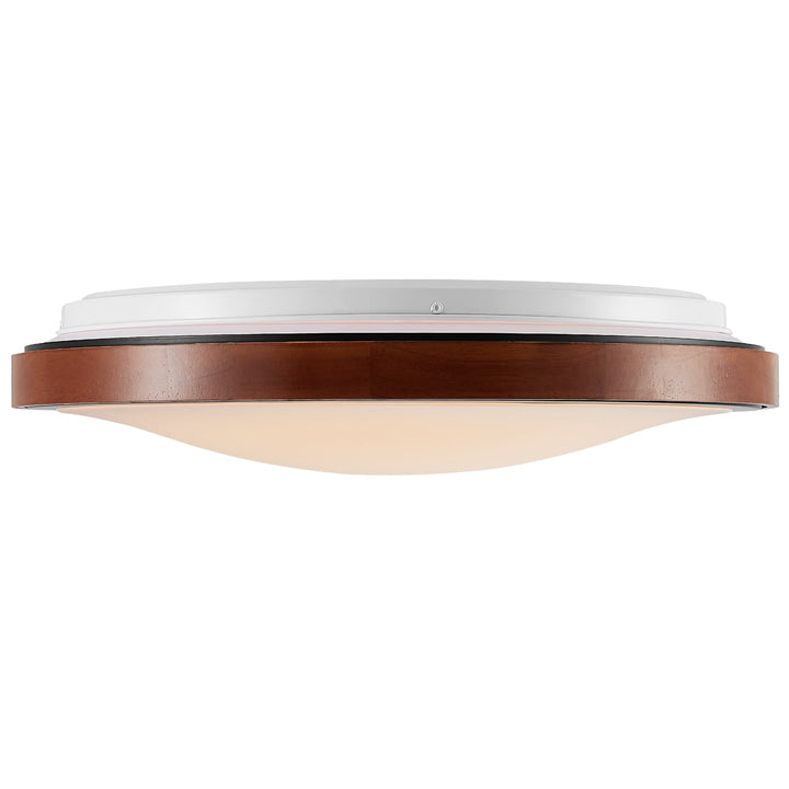 Telbix Orlin Tricolour LED Round Oyster Light with Wood Accent | Small