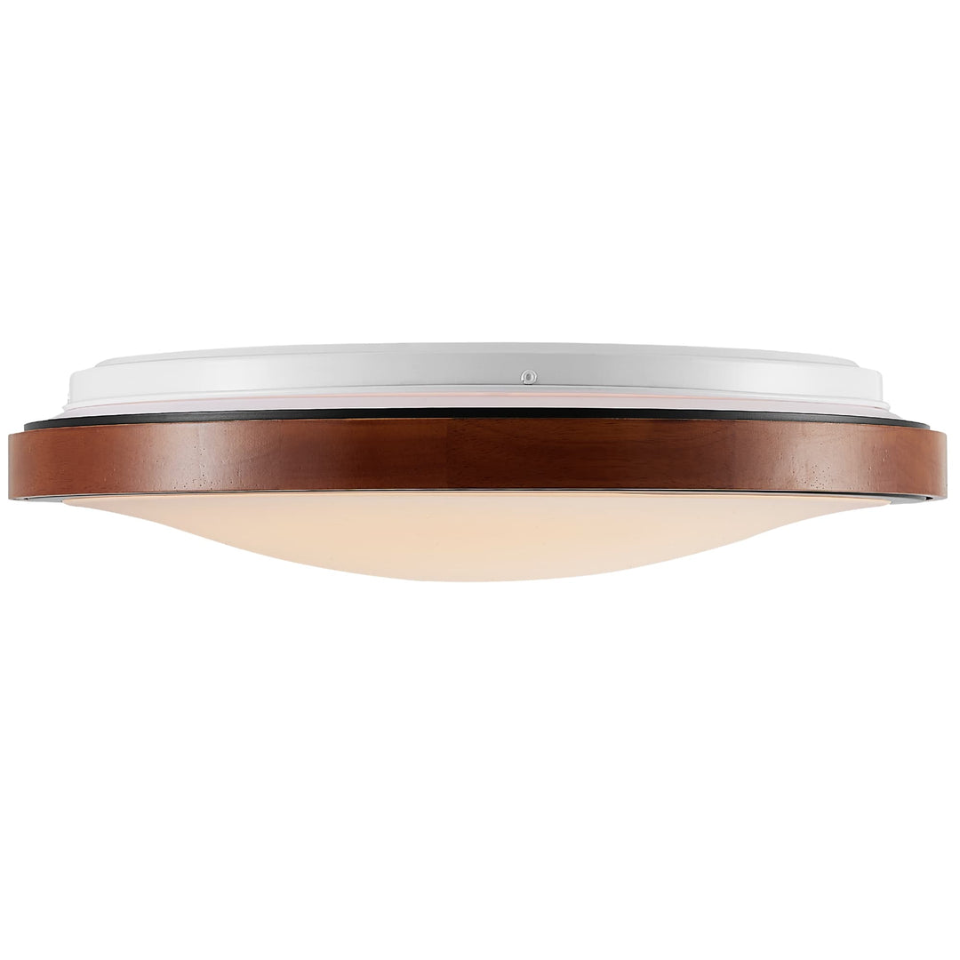 Telbix Orlin Tricolour LED Round Oyster Light with Wood Accent | Medium