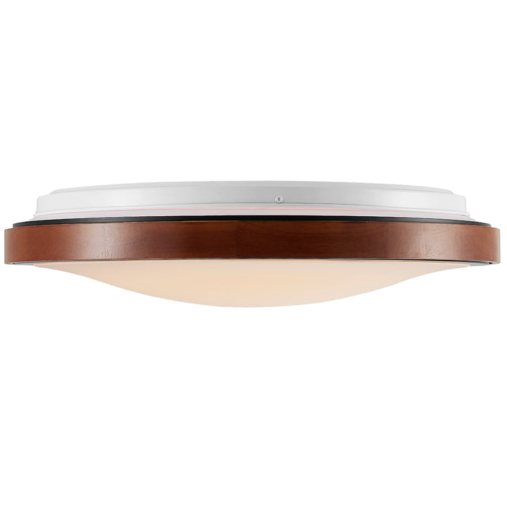 Telbix Orlin Tricolour LED Round Oyster Light with Wood Accent | Medium