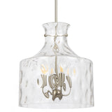 Telbix Perron 4 Light Modern Glass Pendant with Dimpled Decanter-Inspired Shade | Nickel