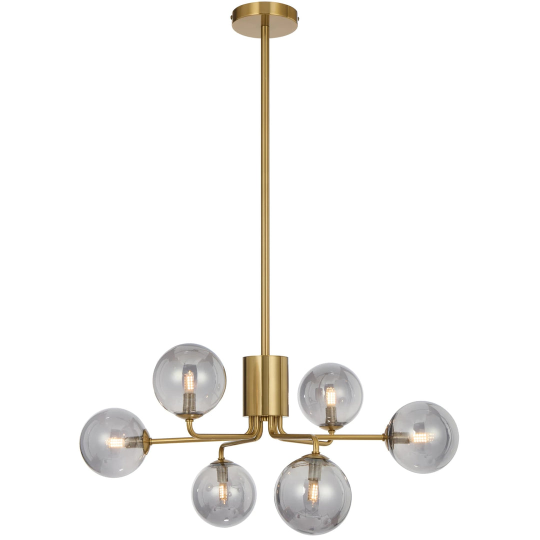 Telbix Antique Gold Felton 6 Light Pendant | Smoke