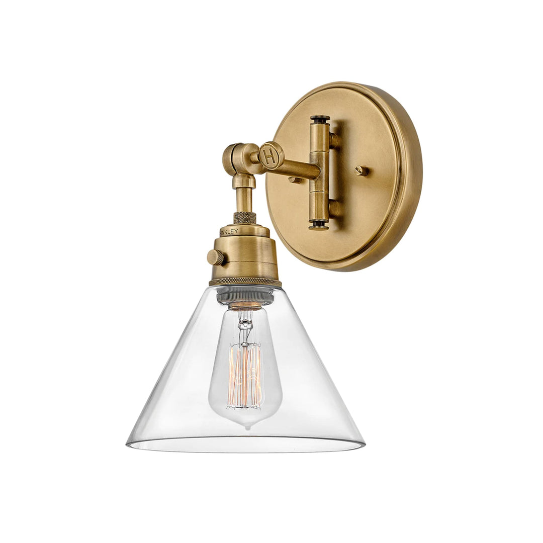Hinkley Arti Medium Swing Arm Wall Sconce | Heritage Brass & Clear Glass
