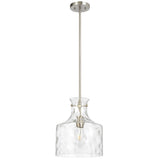 Telbix Perron Modern Glass Pendant with Dimpled Decanter-Inspired Shade | Nickel