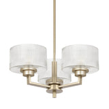Telbix Moreno II 3 Light Modern Drum Pendant with Ribbed Glass Shade | Antique Silver