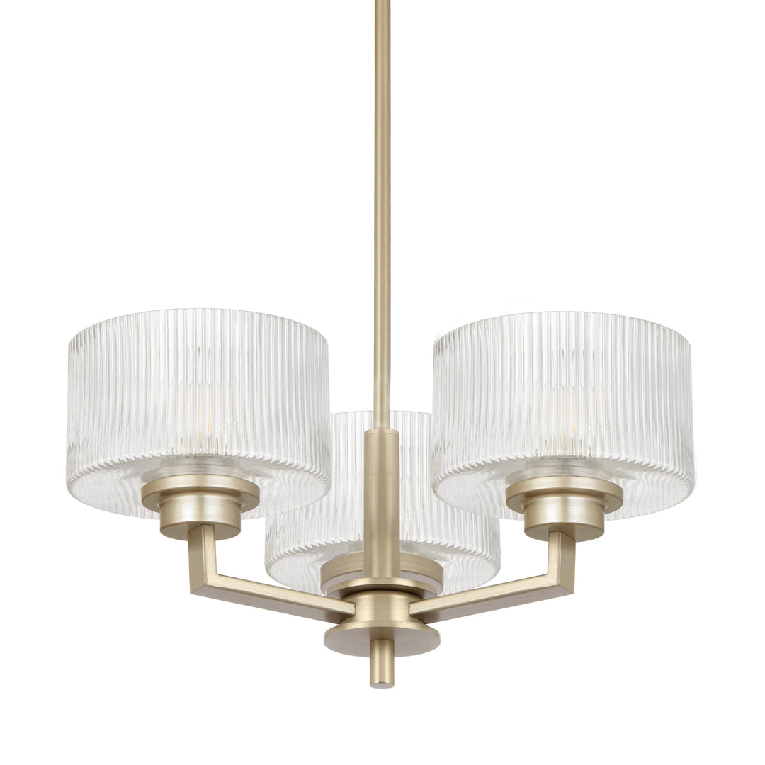 Telbix Moreno II 3 Light Modern Drum Pendant with Ribbed Glass Shade | Antique Silver