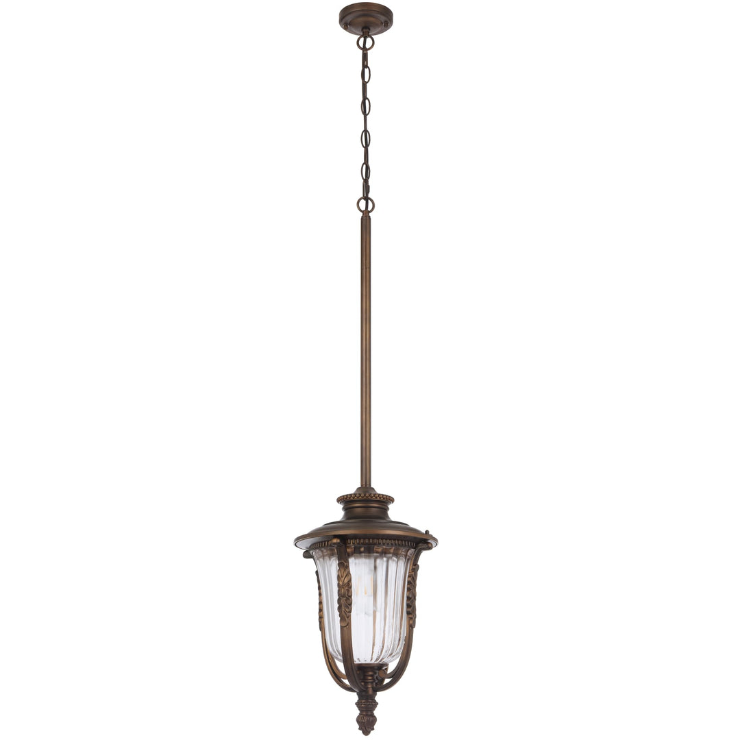 Telbix Ramiro Large Outdoor Lantern Pendant with Textured Glass and Multiple Suspension | Bronze