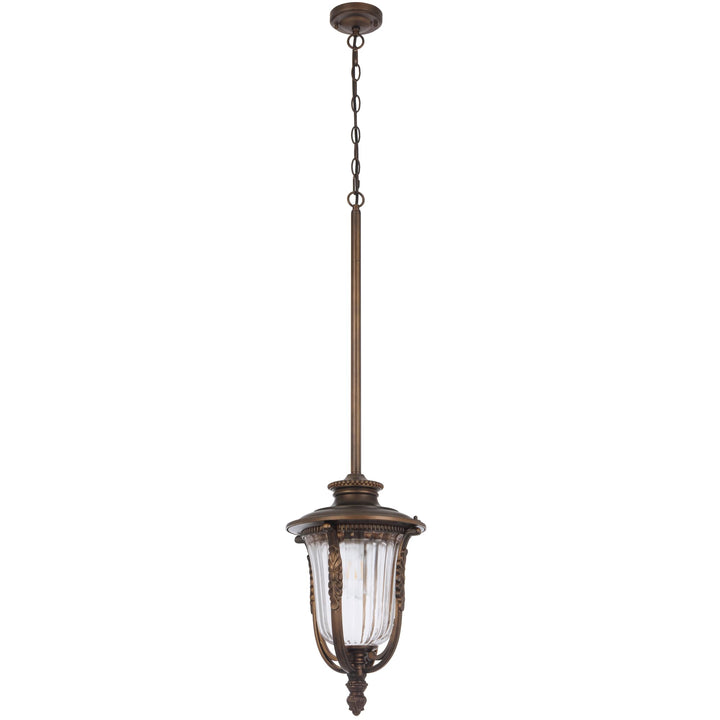 Telbix Ramiro Large Outdoor Lantern Pendant with Textured Glass and Multiple Suspension | Bronze