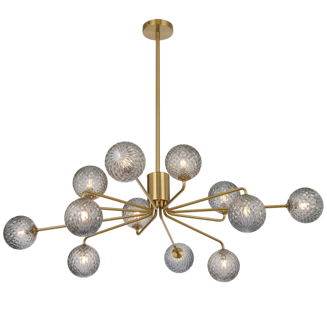 Telbix Felton 12 Light Pendant | Antique Gold and Smoke Tear