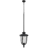Telbix Ramiro Large Outdoor Lantern Pendant with Textured Glass and Multiple Suspension | Black