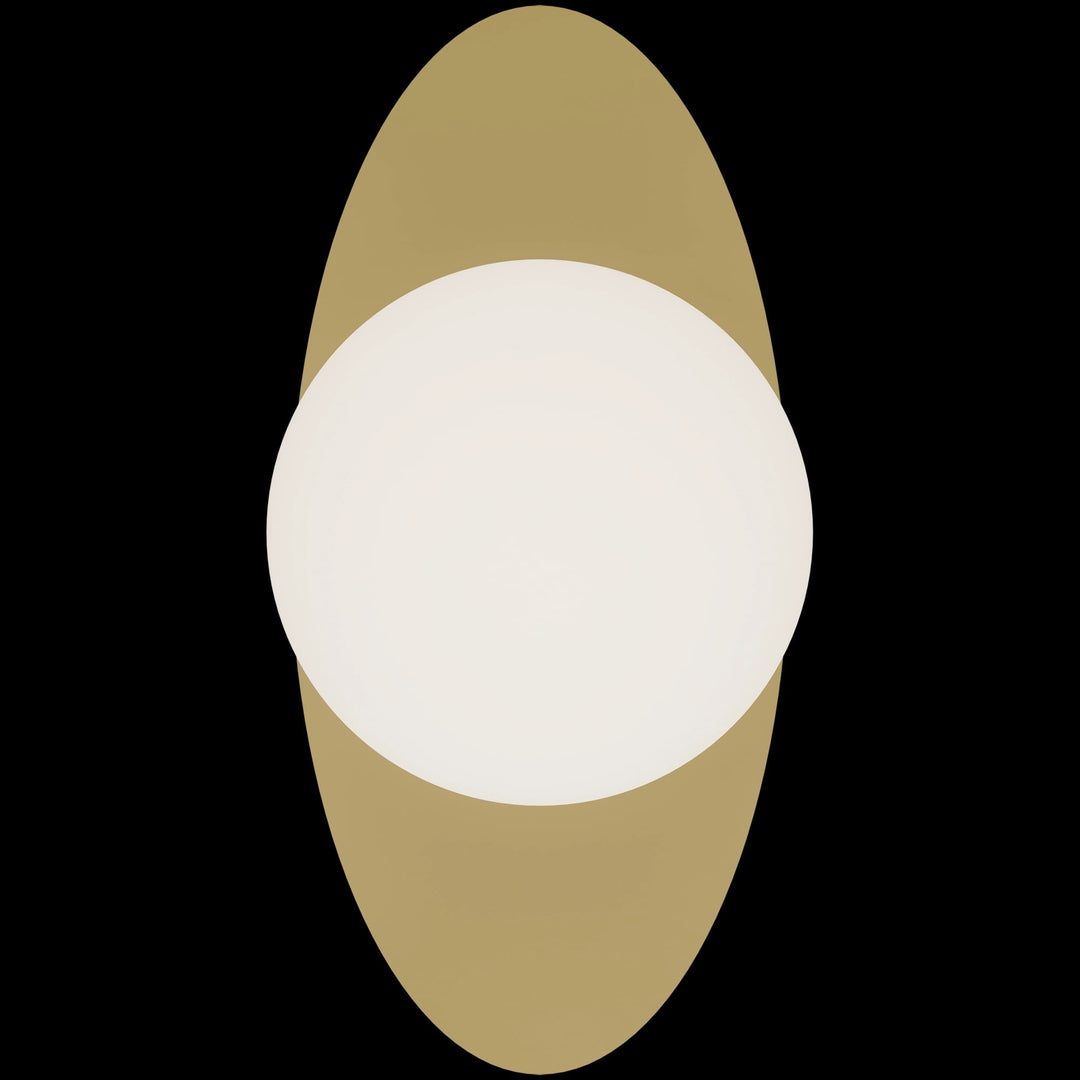 Calibo Crest Opal Glass 140mm Orb Wall Light Oval Plate 300mm | Brass