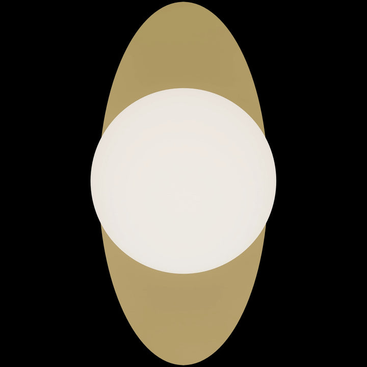 Calibo Crest Opal Glass 140mm Orb Wall Light Oval Plate 300mm | Brass