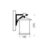 Telbix Coby Steel and Bevelled Glass Exterior Wall Light IP44 (E27) | Black