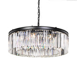 Telbix Serene Round Antique Black & Crystal Chandelier (E14) | 8 Light