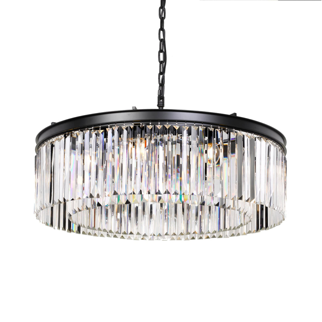 Telbix Serene Round Antique Black & Crystal Chandelier (E14) | 8 Light