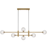 Telbix Antique Gold Tyson 6 Light Pendant | Clear Prism