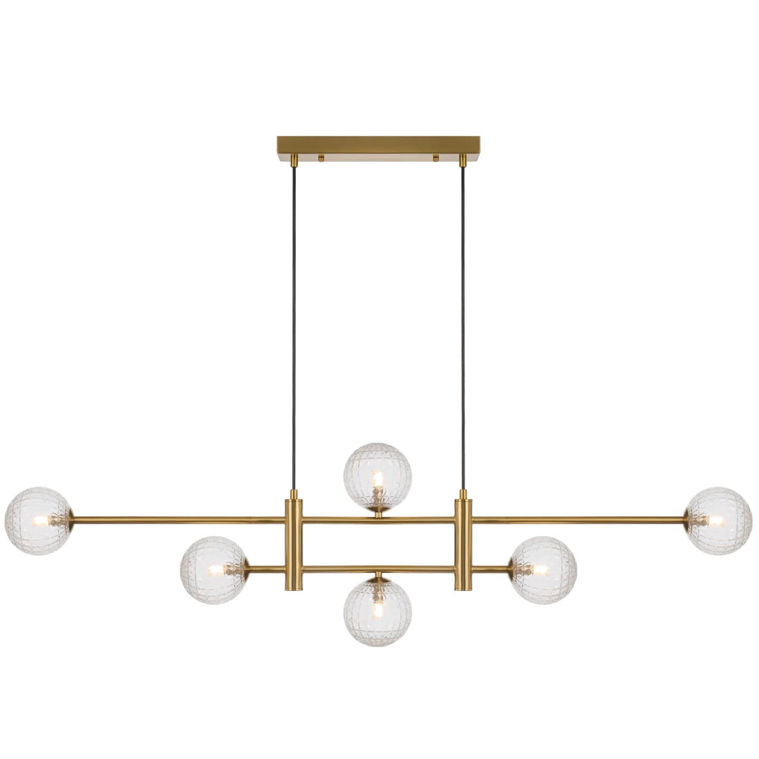Telbix Antique Gold Tyson 6 Light Pendant | Clear Prism