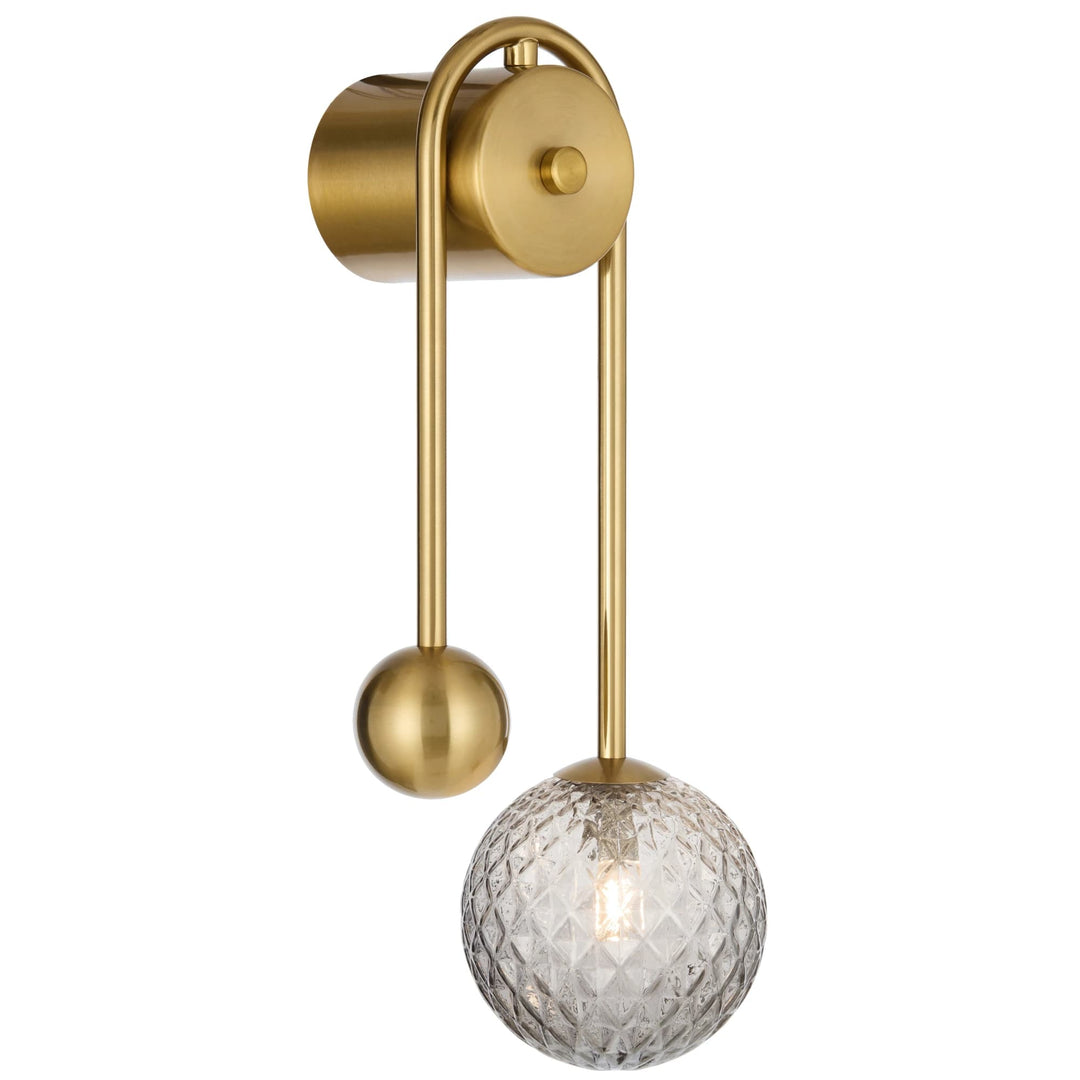Telbix Felton Arm Wall Light | Antique Gold and Smoke Tear