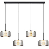 Telbix Cedro Smoked Round Glass Tricolour LED Pendant | 4 Light