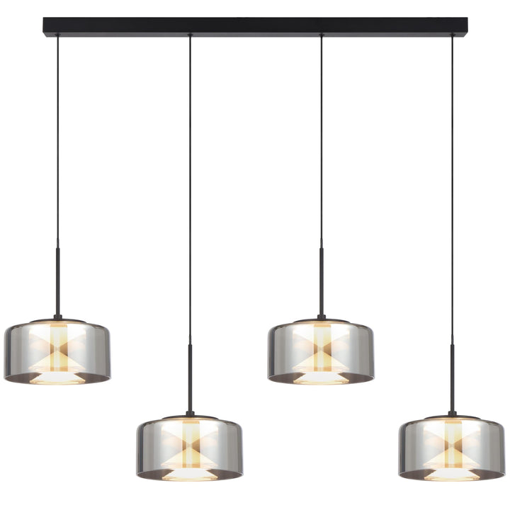 Telbix Cedro Smoked Round Glass Tricolour LED Pendant | 4 Light