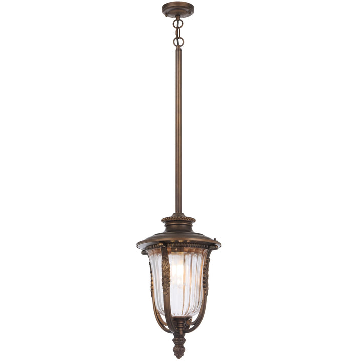 Telbix Ramiro Large Outdoor Lantern Pendant with Textured Glass and Multiple Suspension | Bronze