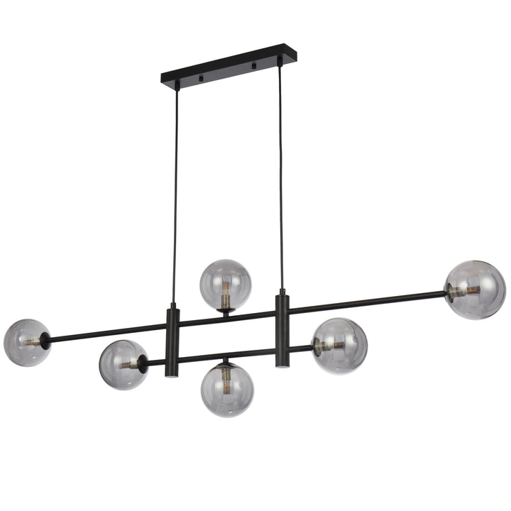 Telbix Black Tyson 6 Light Pendant | Smoke