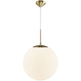Nordlux Grant Globe Opal Glass Pendant with Brass Accent | Large