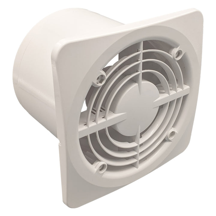 Fanco Dynamic 150 Square Wall/Ceiling Exhaust Fan with Glass Panel | White