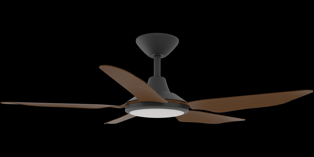 Calibo Storm 42" (1070mm) 5 Blade 18W Tricolour LED Light Indoor/Outdoor DC Ceiling Fan & Remote | Black & Koa